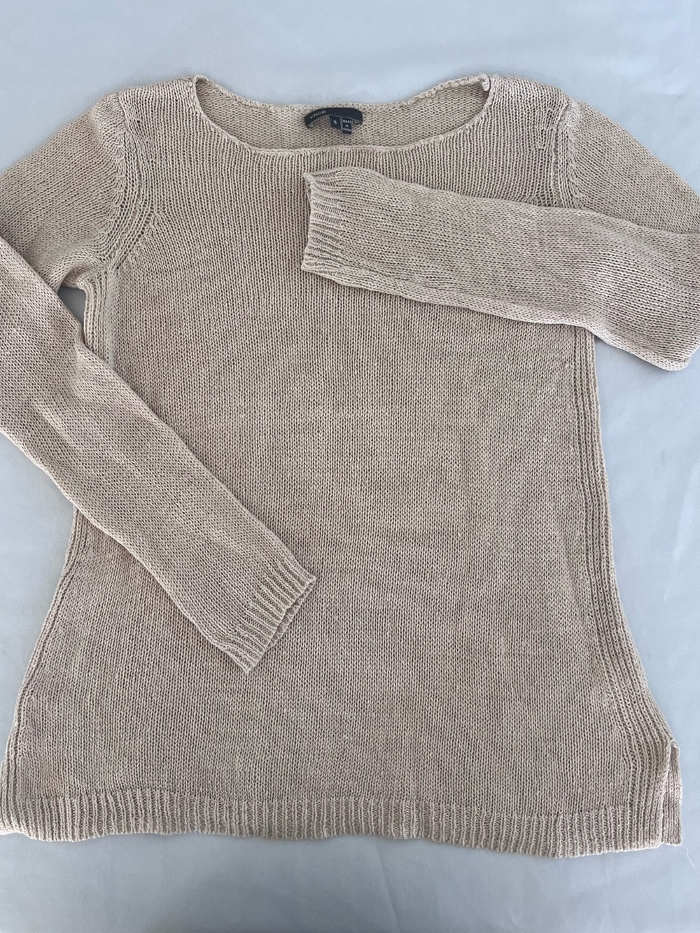 Vince Beige 100% linen Scoop Neck Knit Sweater